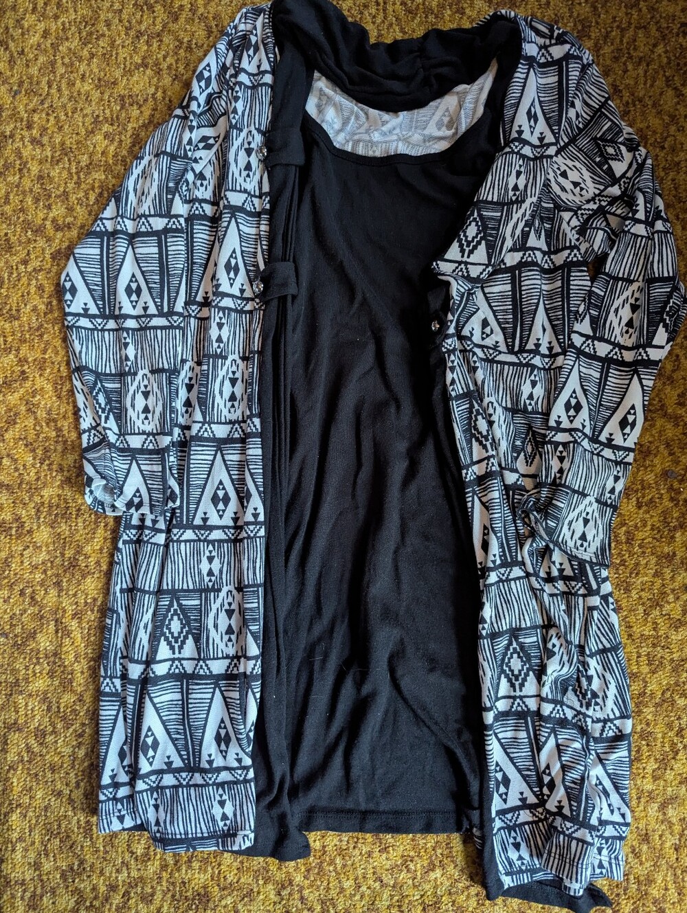 2X Black And White Dress With Cardigan Attached
